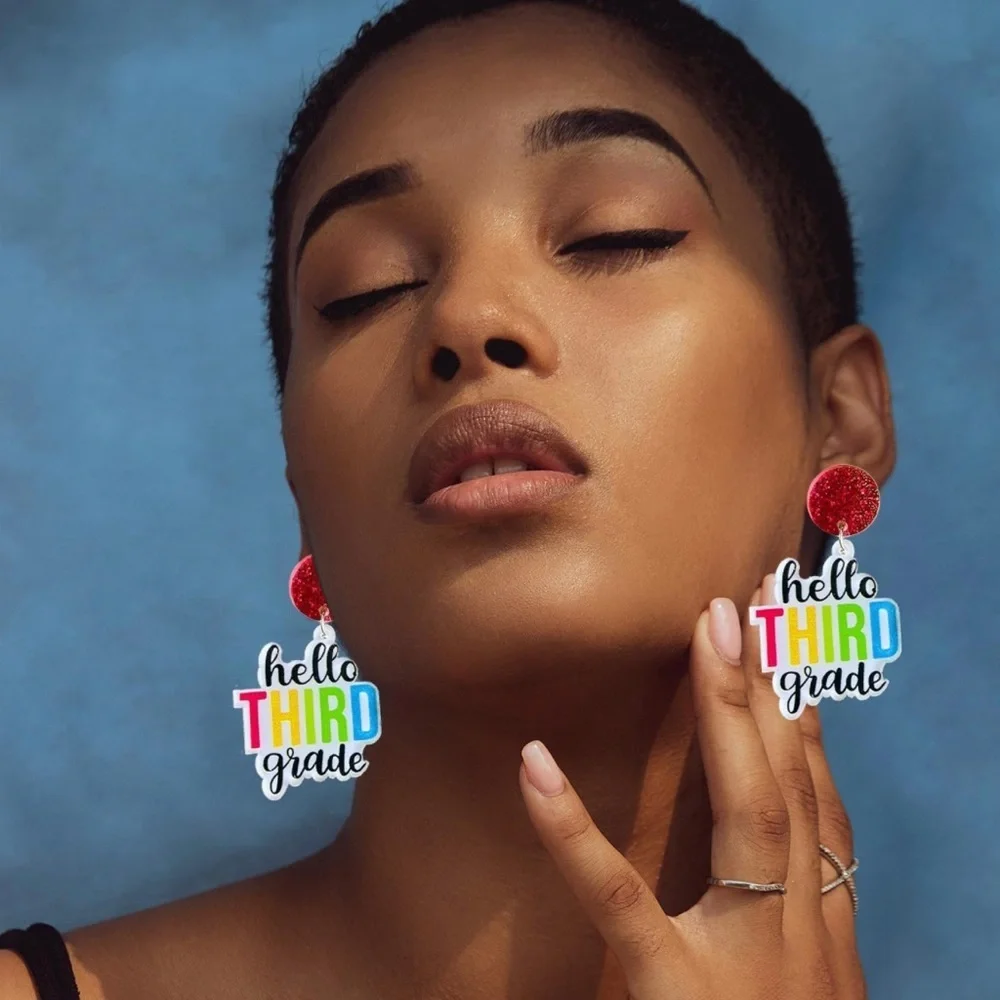 New hello third grade earrings